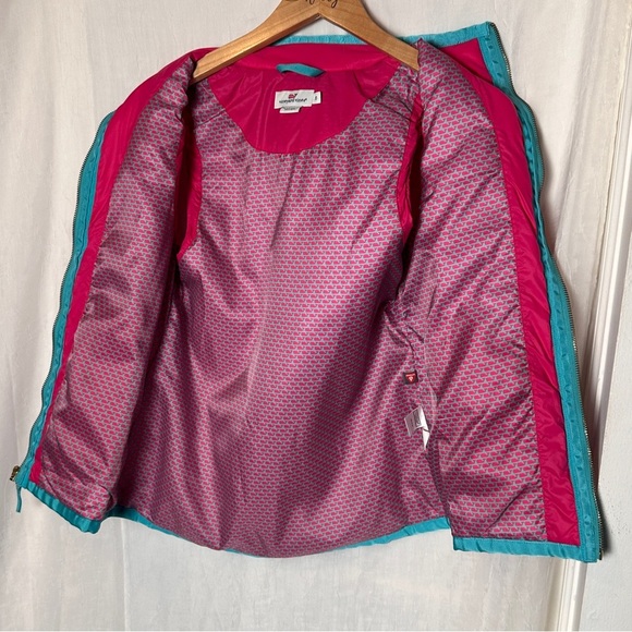 Vineyard Vines Pink Blue Quilted Down Puffer Vest Zip Up Cozy Outerwear | Sz XS - Picture 10 of 17